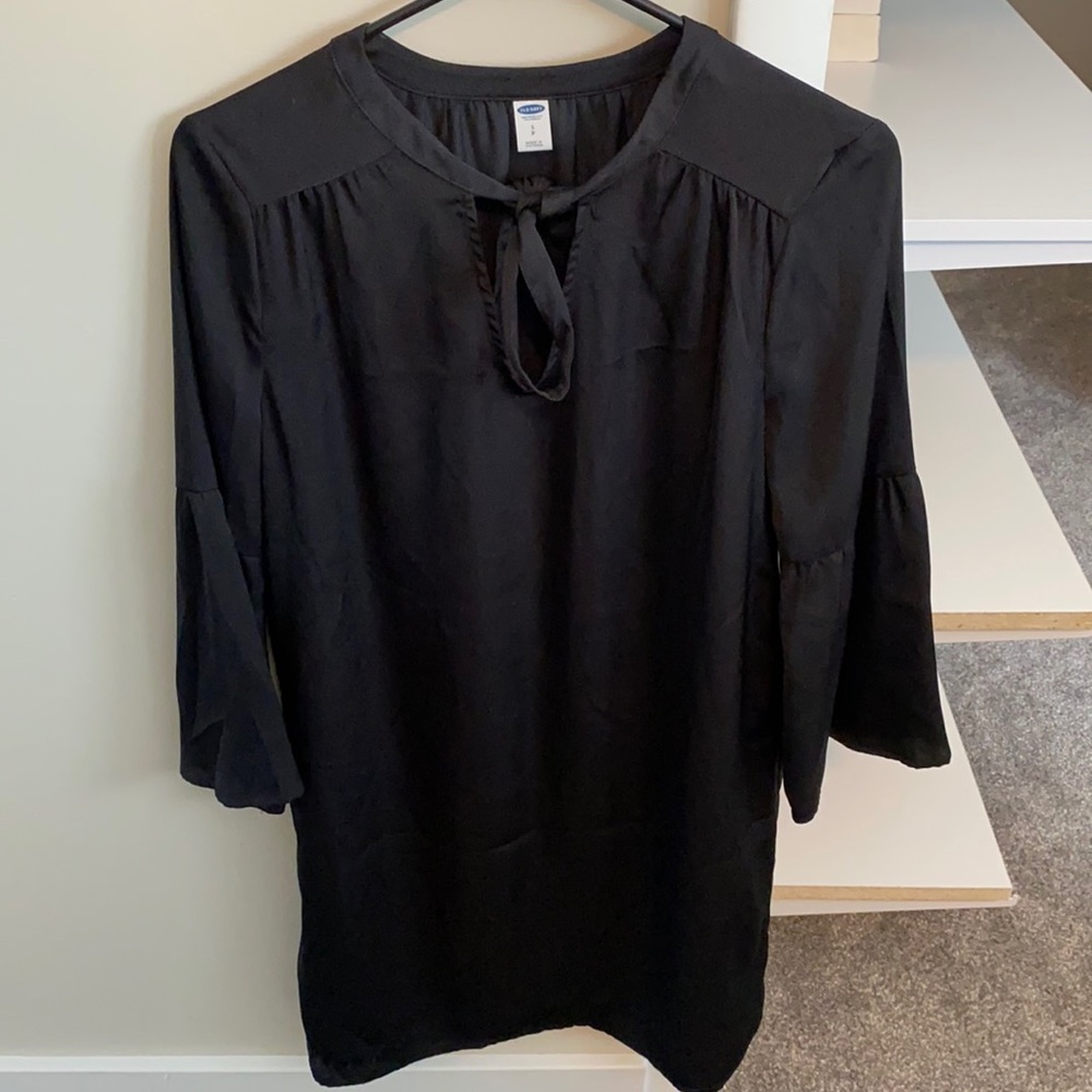 Old Navy, Satin Tie-Neck Shift Dress- Black
